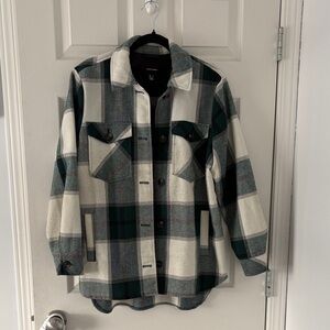 Vero Moda Cream & Teal Plaid Shacket